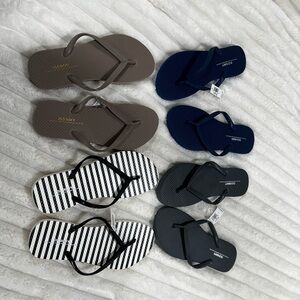 Assorted OLD NAVY Flip Flop Lot - Neutral Taupe, Navy, Black & Striped